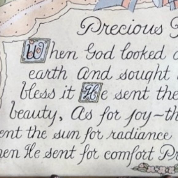 Vtg 1930s PRECIOUS MOTHER Poem Print Art Gold Frame Mother's Day Hanger 9" x 7" - Picture 5 of 16